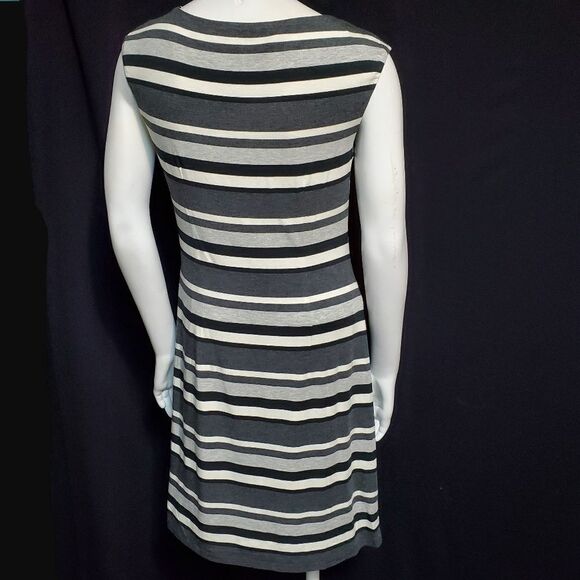 NWT Loft Gray & Black Striped Dress (MP) - Picture 5 of 6